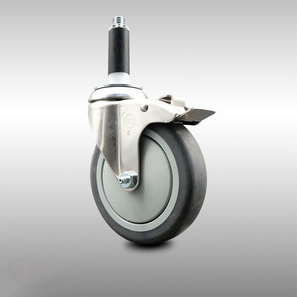 5 Inch 316SS Thermoplastic Rubber Swivel 7/8 Inch Stem Caster Lock Brake SCC